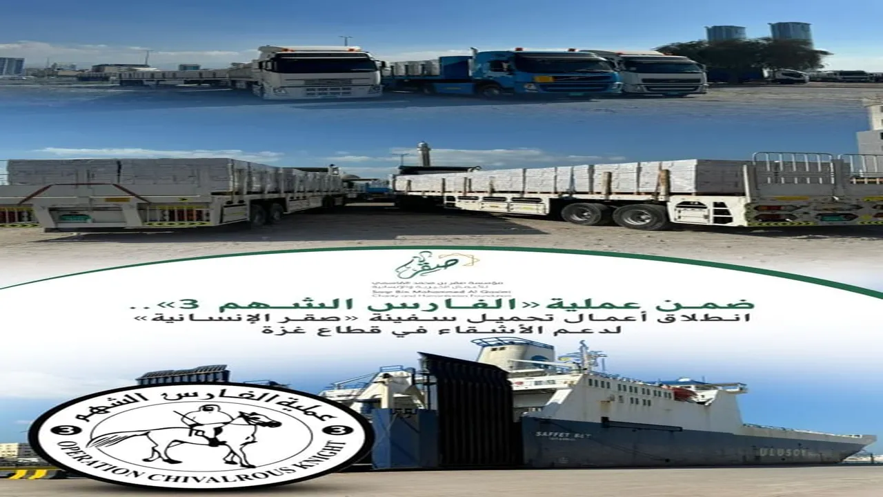 سفينة صقر الإنسانية.. انطلاق عمليات شحن المساعدات الإغاثية لدعم الأشقاء في غزة